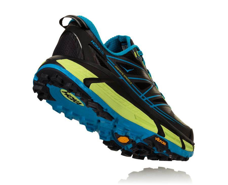 Hoka One One Trainers Mens Black/Blue - Mafate Speed 2 - 41089RZQH